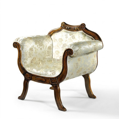 Classique ou luxueux fauteuil à dossier unique en textile pour siège d'ameublement de designer