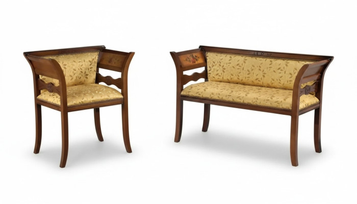 Ensemble de sièges design, banc rembourré, mobilier de siège de luxe, chaise en tissu 2+1 place
