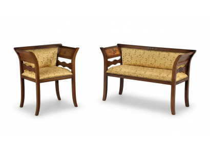 Ensemble de sièges design, banc rembourré, mobilier de siège de luxe, chaise en tissu 2+1 place