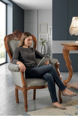 Fauteuil classique de salon en tissu, meuble rembourré, siège unique de bureau
