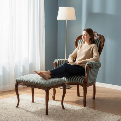 Fauteuil classique pour le salon, 1 place, designer, tissu d'ameublement.
