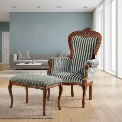 Fauteuil classique pour le salon, 1 place, designer, tissu d'ameublement.