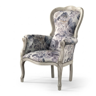Fauteuil classique à accoudoirs et ailes Tissu de designer Fauteuil Rembourré Salle de séjour