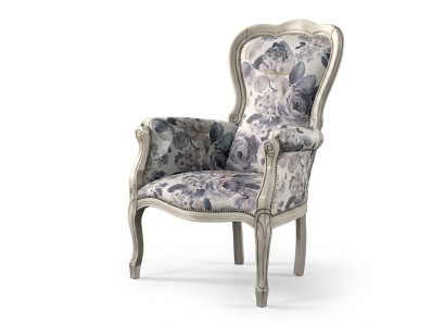Fauteuil classique à accoudoirs et ailes Tissu de designer Fauteuil Rembourré Salle de séjour
