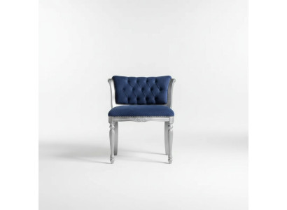 Chaise de salle à manger Chesterfield bleue, siège de chaise rembourré, fauteuil, design classique en forme de S.