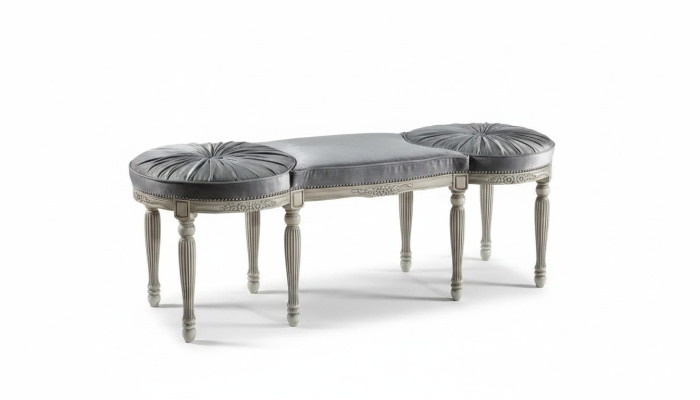 Conception de siège de banc gris classique avec tissu d'ameublement rembourré en textile nouveau