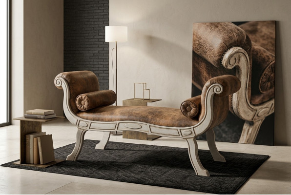 Banquette de salon classique Designer banc rembourré Style baroque nouveau