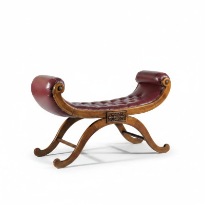 Banquette brune, tabouret classique r, siège de style Antil meubles de banc rembourrés en tissu