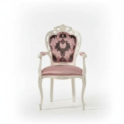 Chaise avec accoudoir Chaise de salle à manger Bois Classique Mobilier Rembourrage Textile