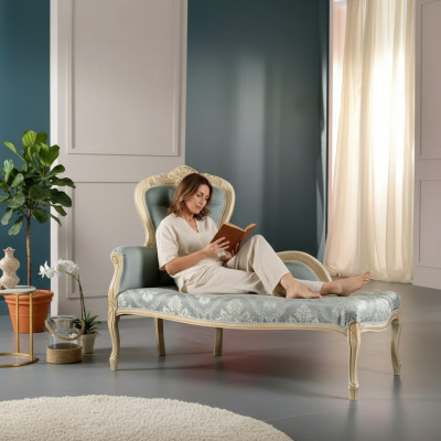 Meubles de luxe Chaise longue Salon Design Classique r Revêtement textile