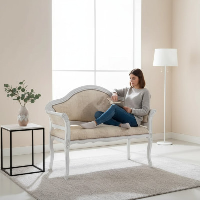 Beige Classique banc rembourré designer mobilier de salon nouveau luxe