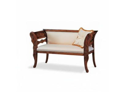 Banc en bois massif classique Rembourrage Meubles de salon Deux places neuf