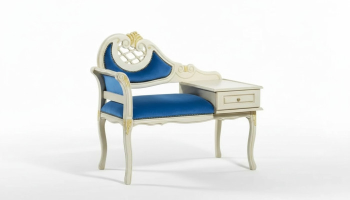 Tabouret classique r Banquette bleue Siège de luxe Mobilier textile en tissu neuf Siège
