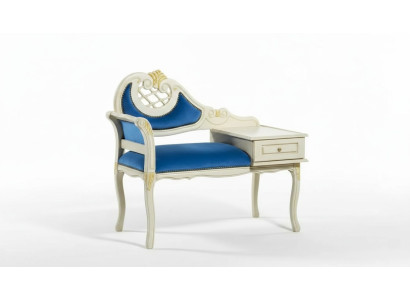 Tabouret classique r Banquette bleue Siège de luxe Mobilier textile en tissu neuf Siège