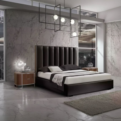 Ensemble de chambre moderne complet avec lit de designer + 2 tables de chevet 3 pièces.