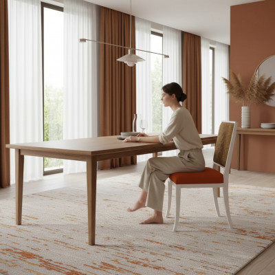 Salle à manger Chaise de concepteur Bois de luxe Style classique R Chaise rembourrée