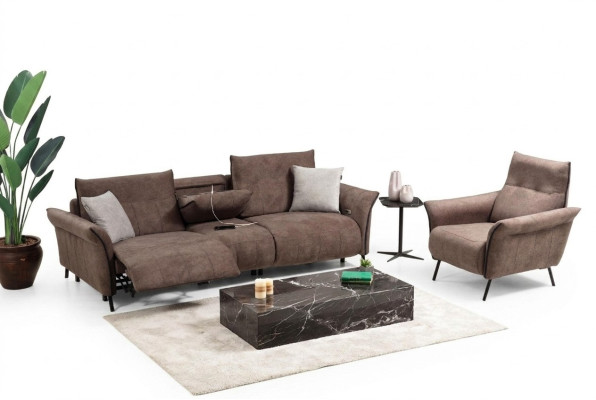 Ensemble complet de luxe avec canapé quatre places et fauteuil design de meubles modernes.