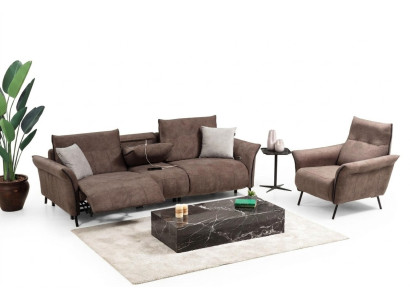 Ensemble complet de luxe avec canapé quatre places et fauteuil design de meubles modernes.