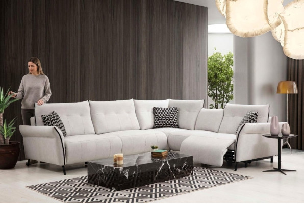 Canapé d'angle Salon Canapé Canapé Tissu Tapisserie Mobilier Moderne Designer neuf