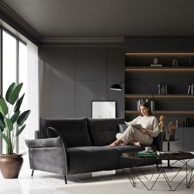 Canapé trois places de luxe pour salon moderne, rembourré, en tissu, tout nouveau.