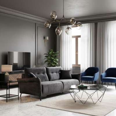 Canapé trois places de luxe pour salon moderne, rembourré, en tissu, tout nouveau.