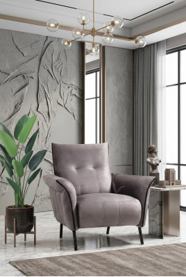Fauteuil design Mobilier de salon Fauteuil moderne de luxe Gris Revêtement Textile