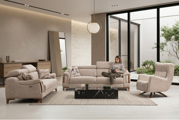 Ensemble de canapé Salon Canapé trois places Complet Fauteuil simple en tissu Meubles