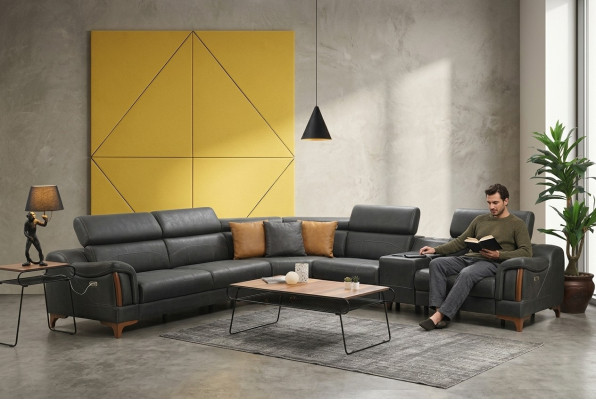Canapé d'angle Luxe Canapé en L nouveau Meubles Salon Designer Moderne Textile