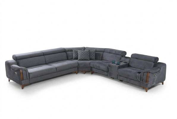 Canapé d'angle gris Salon Canapé de luxe en forme de L Design moderne Mobilier en textile