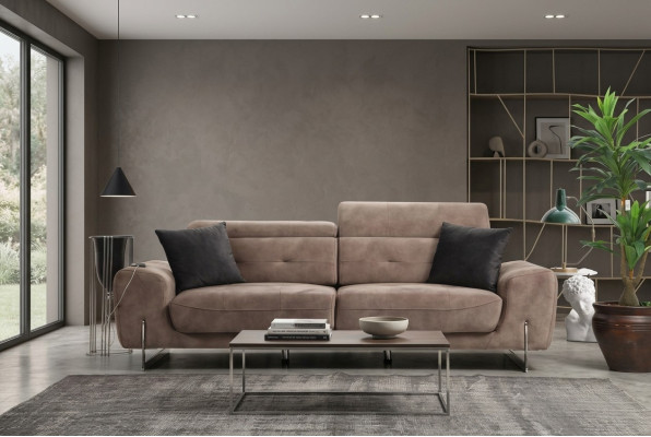 Canapé trois places de style moderne, design de luxe en textile capitonné
