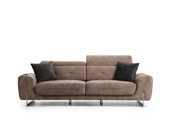 Canapé trois places de style moderne, design de luxe en textile capitonné