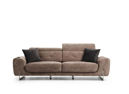 Canapé trois places de style moderne, design de luxe en textile capitonné