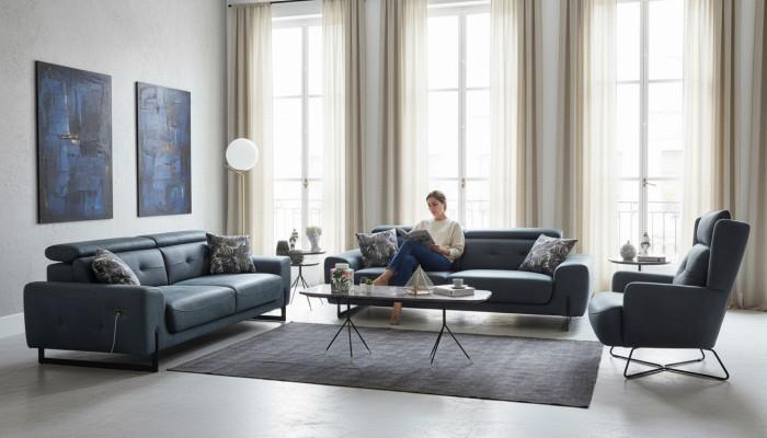 Ensemble moderne de 3 pièces pour le salon, set de canapé design, fauteuil rembourré neuf
