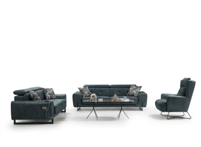 Ensemble moderne de 3 pièces pour le salon, set de canapé design, fauteuil rembourré neuf