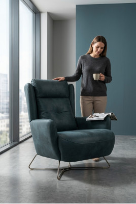 Fauteuil noir moderne pour salon Siège de designer Tissu de rembourrage textile