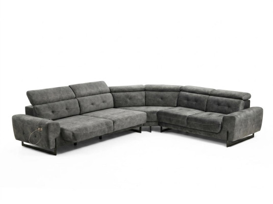 Canapé d'angle gris Designer Salon Canapé Canapé L-forme Rembourrage Mobilier de luxe Moderne