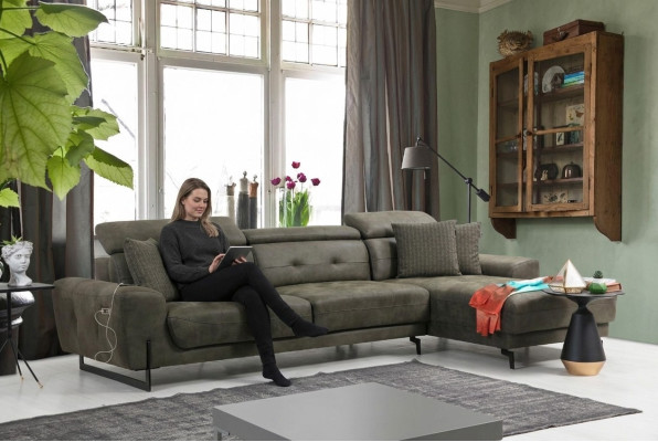 Canapé d'angle relax en forme de L Mobilier de luxe Salon Canapé d'angle Canapé Rembourrage Moderne nouveau