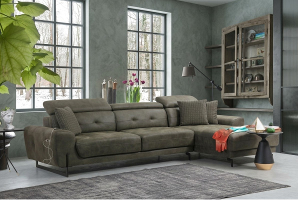 Canapé d'angle relax en forme de L Mobilier de luxe Salon Canapé d'angle Canapé Rembourrage Moderne nouveau