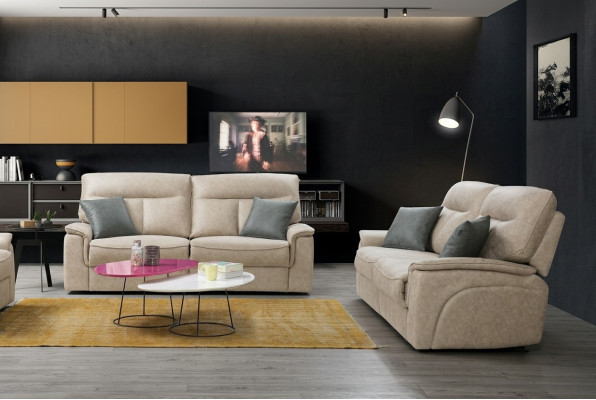 Set complet de 2 canapés trois places Suite de canapés Design Moderne pour le salon.