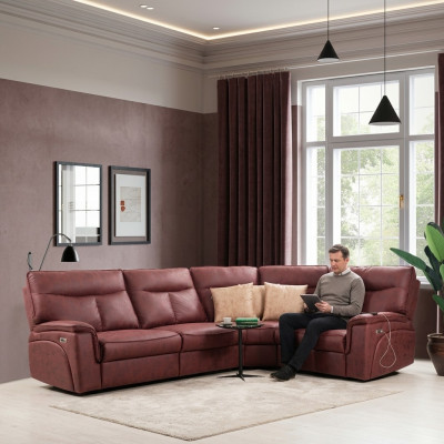 Canapé d'angle de luxe Canapé rouge Canapé en forme de L moderne Mobilier rembourré de designer Salon