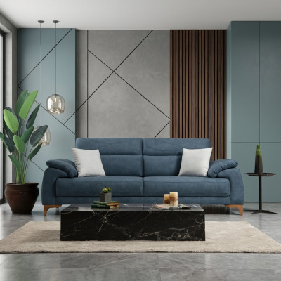 Canapé Canapé Salon Mobilier Moderne Trois Places Canapé Bleu Design Rembourré