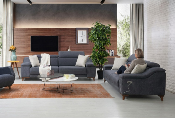 Conception canapé trois places moderne en tissu pour salon meubles nouveaux