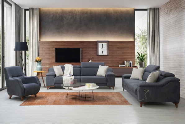 Conception canapé trois places moderne en tissu pour salon meubles nouveaux