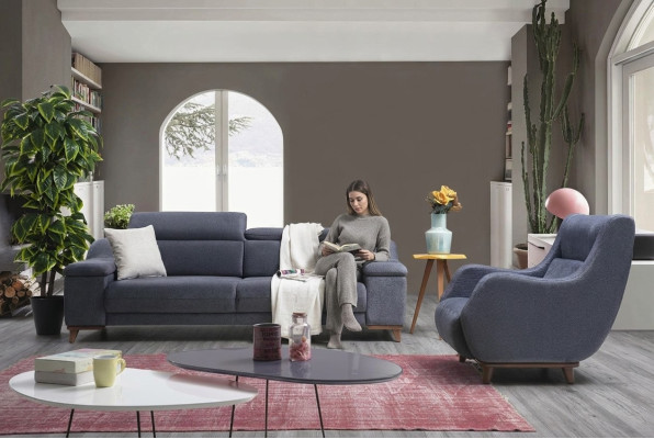 Salle de séjour Canapé complet 2 pièces Trois places Moderne Fauteuil textile neuf Meuble Canapé