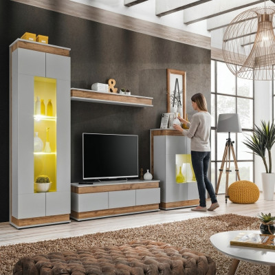 Ensemble de salon 5 pièces Meuble TV Moderne Vitrine en bois de luxe Nouvelle commode