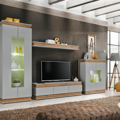 Ensemble de salon moderne de luxe 4 pièces. Unité murale Vitrine Étagère Bois Nouveau Möbe