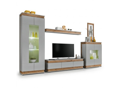 Ensemble de salon moderne de luxe 4 pièces. Unité murale Vitrine Étagère Bois Nouveau Möbe