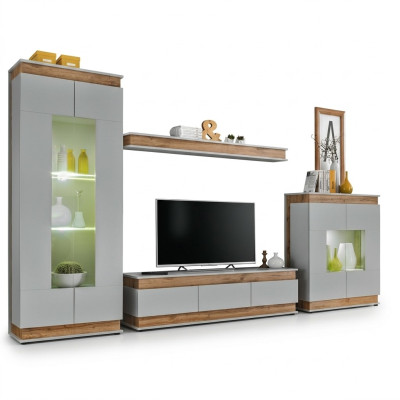 Meuble TV gris design en bois pour salon 4 pièces