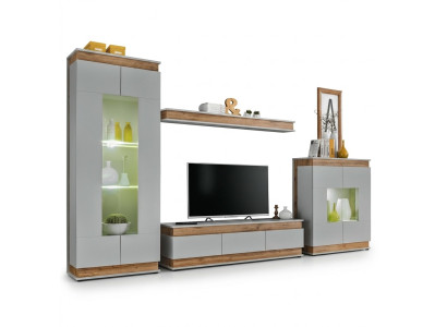 Meuble TV gris design en bois pour salon 4 pièces