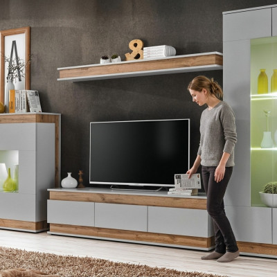 Set de salon Meuble TV Nouvelle étagère Mobilier de luxe Design moderne Unité murale